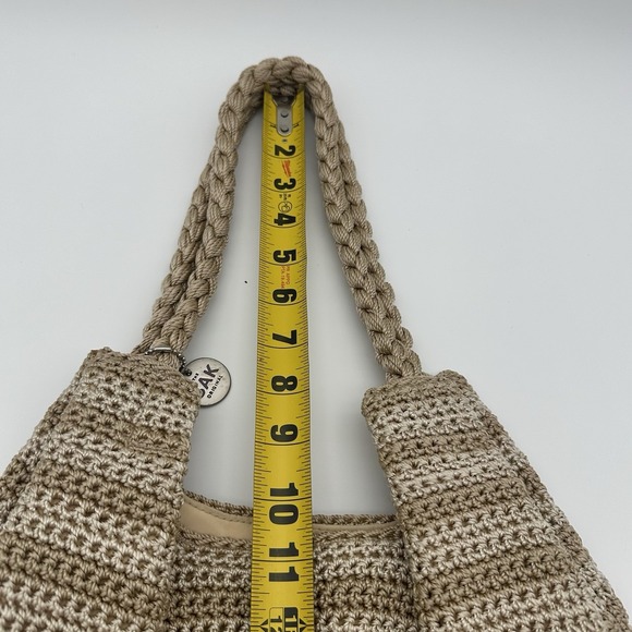 The Sak Crochet Style Handbag Summer Bag 13" Shoulder Bag Beige - Picture 11 of 13